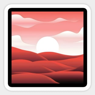 Stunning red landscape minimalist art Sticker